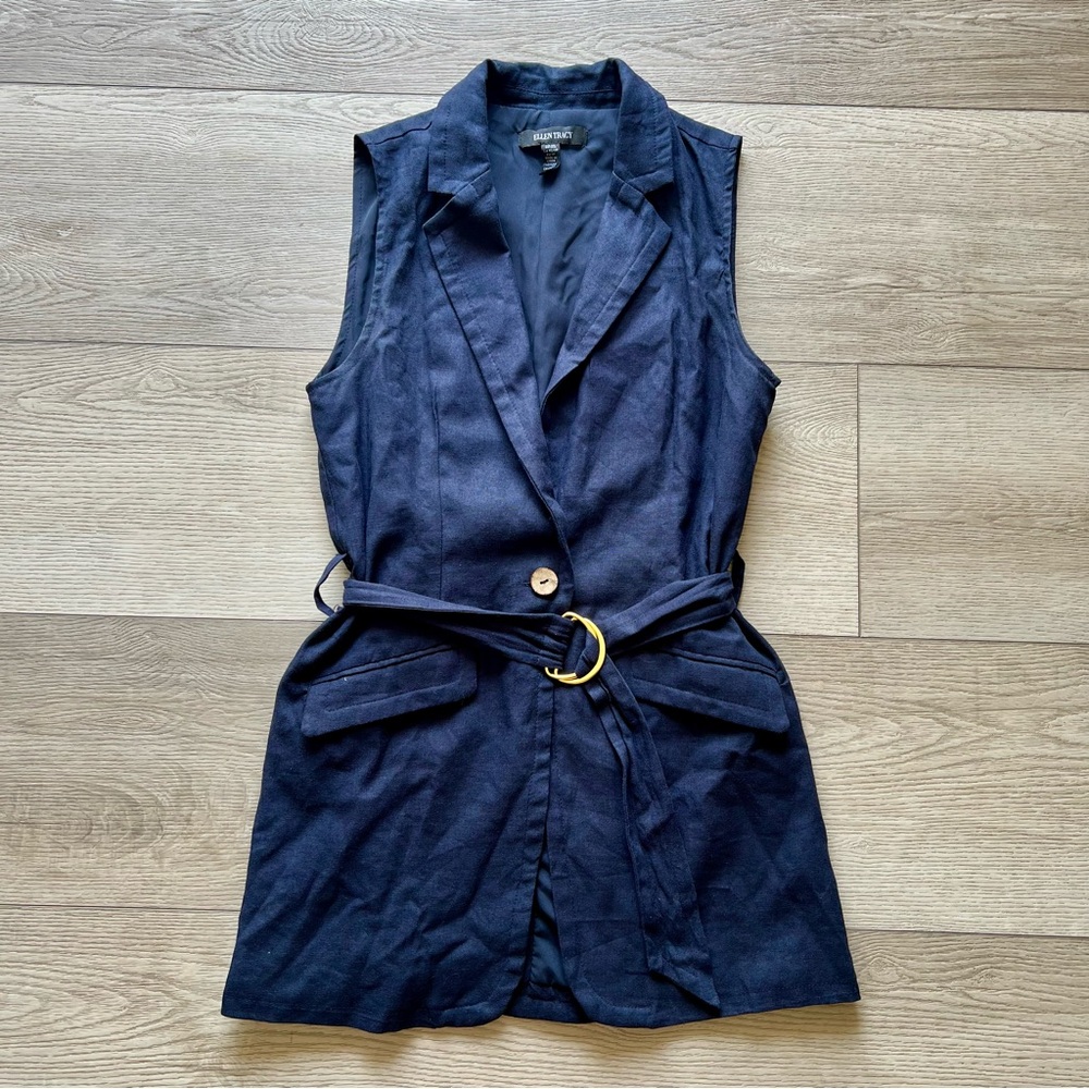 Ellen Tracy Womens XS Dark Blue Blazer Vest